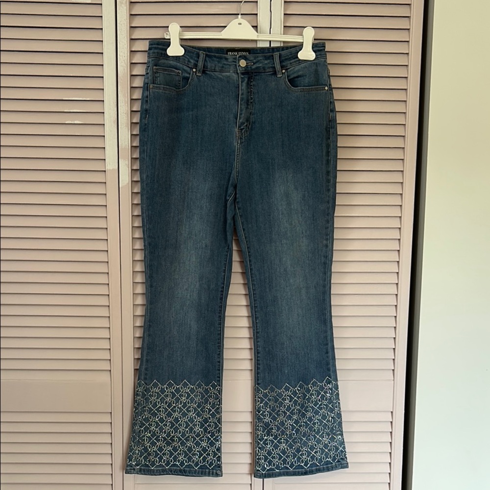 Frank Lyman Design Blue Flare Jeans with sparkles.